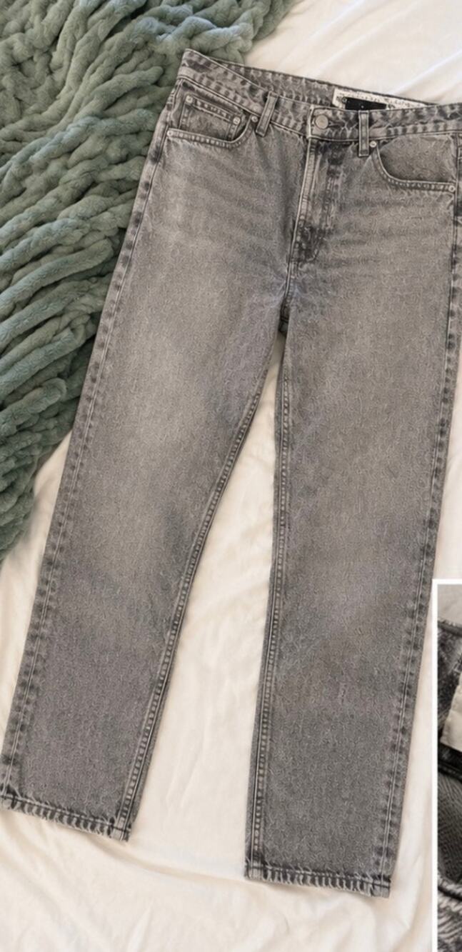 Rag & Bone Size 28 Acid Wash Gray Jeans High Rise Straight Leg Mom Jean